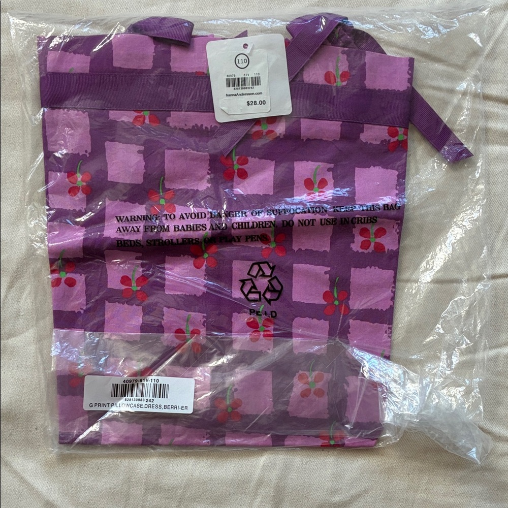 Hanna Andersson Purple pillowcase dress 5 kids